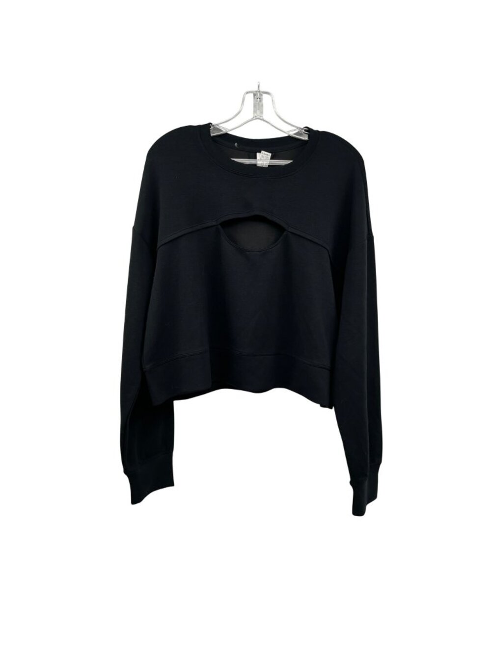90 Degree by Reflex Cropped Lightweight Sweatshirt Cut Out Long Sleeve Black XL